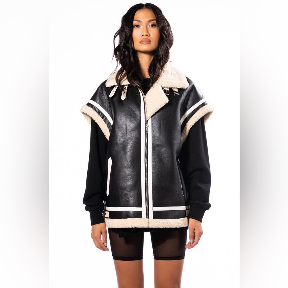 AKIRA FELIX OVERSIZE SHEARLING UTILITY VEST